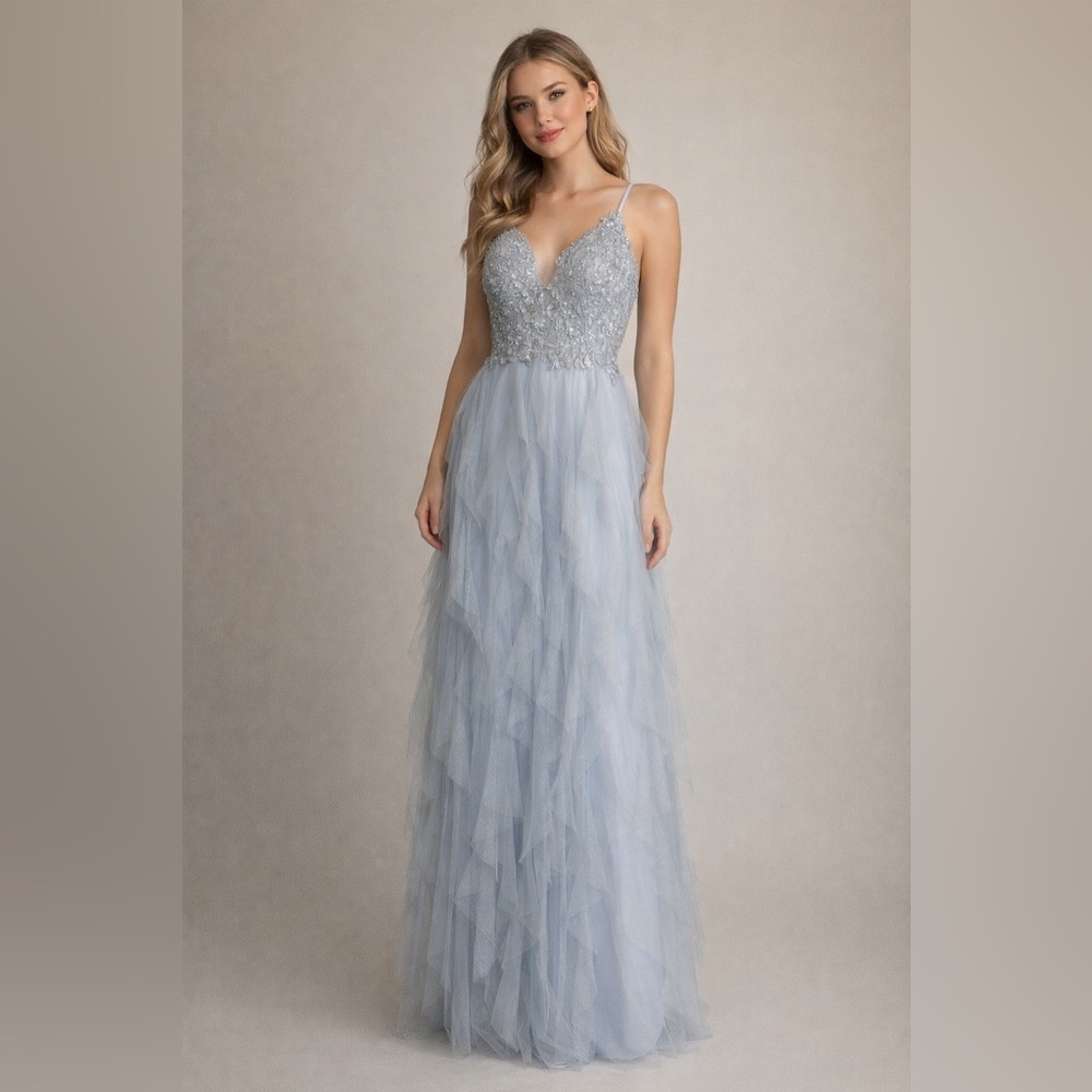 Light Blue Pear Culture Formal Dress